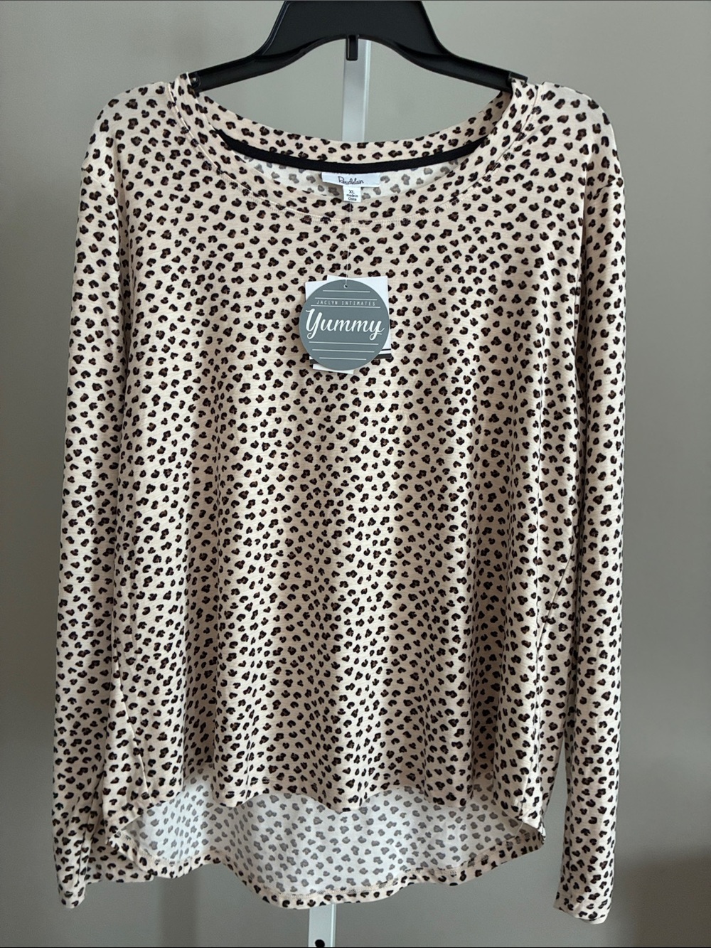Cream Leopard-Print Long Sleeve sleep Set